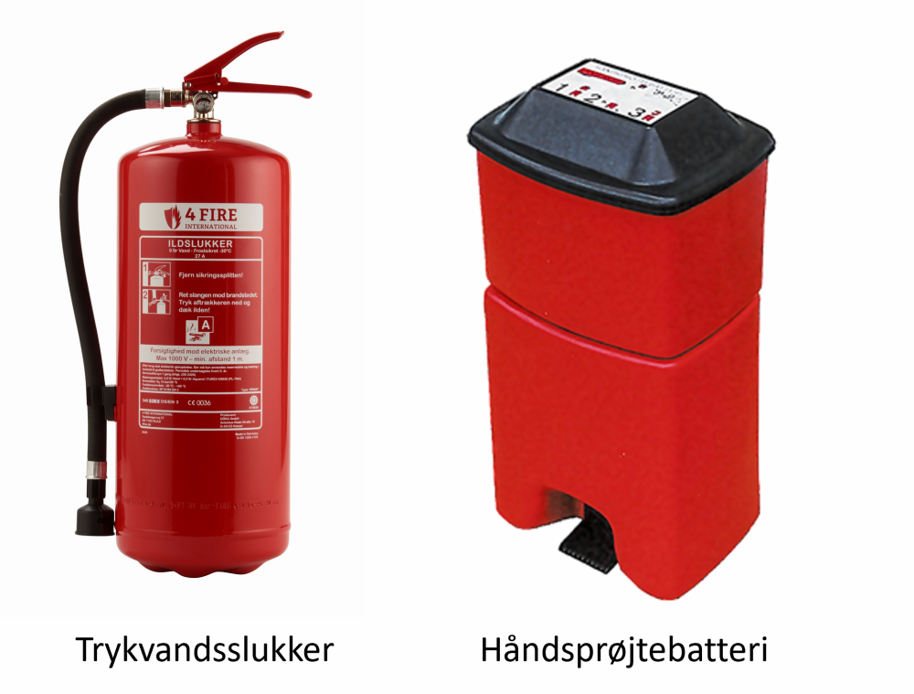 Trykvandslukkere og håndsprøjtebatterier