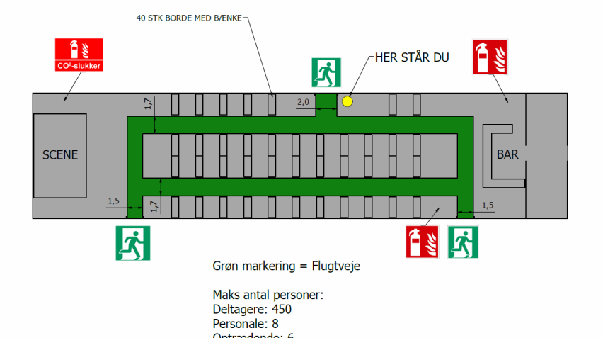 Illustration af forsamlingstelts indretning