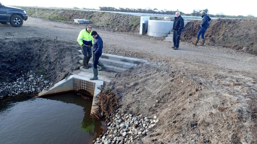 Broanlæg ved vandløbsprojektet Felsted Kog