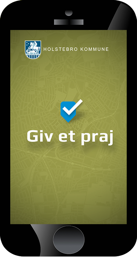 Billedet viser en telefon med Giv et praj app´en