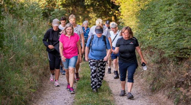 Voksne der går en tur