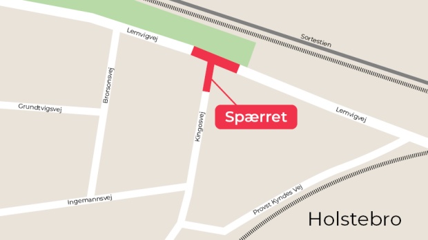 Grafisk kort, spærring af Lemvigvej, Holstebro