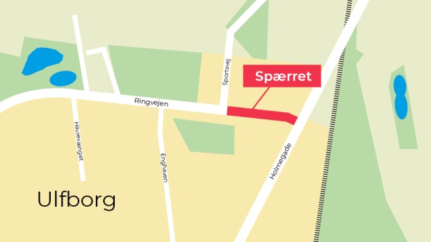 Spærring af Ringvejen i Ulfborg - spærring fra Holmegade til Sportsvej