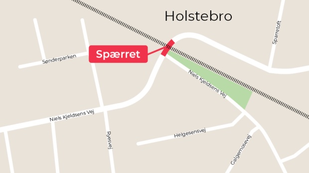 Grafisk kort, Jernbaneoverskæring spærret ved Sønder Alle, Holstebro