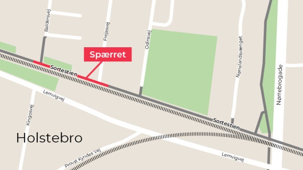 Grafisk kort - Spærring af en del af Sortestien