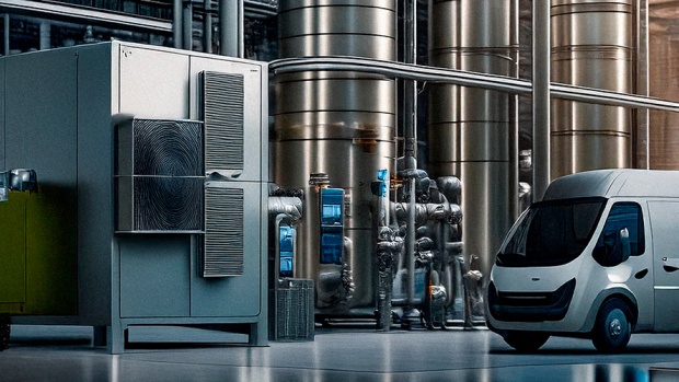 Billedtekst: Et skifte fra gas, olie eller pillefyr til strøm kan både spare CO2, indfri klimakrav og styrke forretningen (AI-genereret billede).